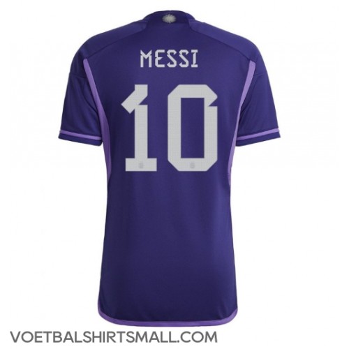 Argentinië Lionel Messi #10 Voetbalkleding Uitshirt WK 2022 Korte Mouwen